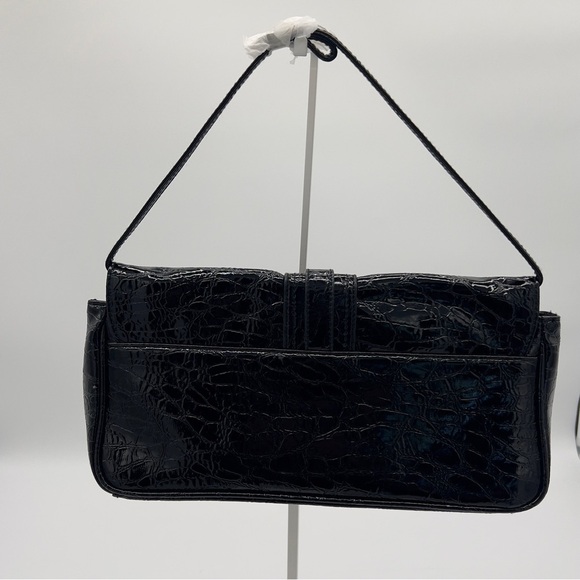 Butler Bag by Jen Groover Black Crocodile-Embossed Top Handle Shoulder Bag NWOT - Picture 2 of 9